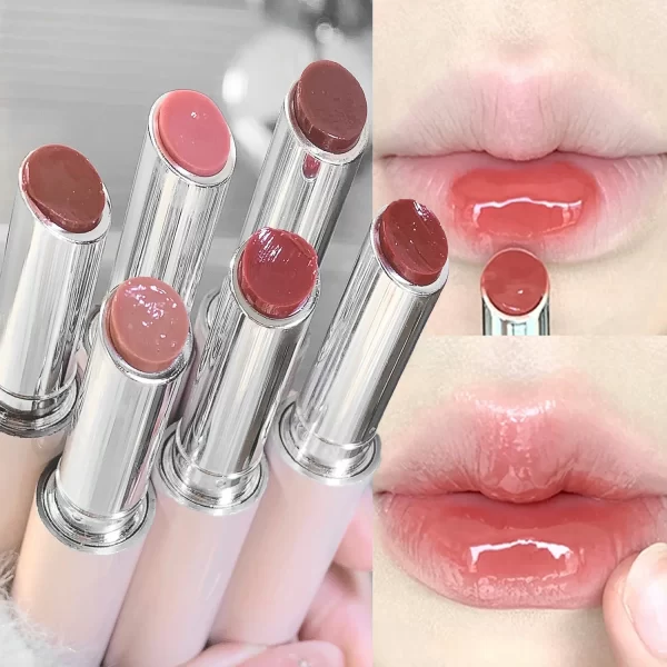 Jelly Solid Lip Gloss Cute Hydrating Mirror Red Brown Lipstick Clear Moisturizing Lips Tint Nature Nude Lip Makeup Cosmetics - Image 2