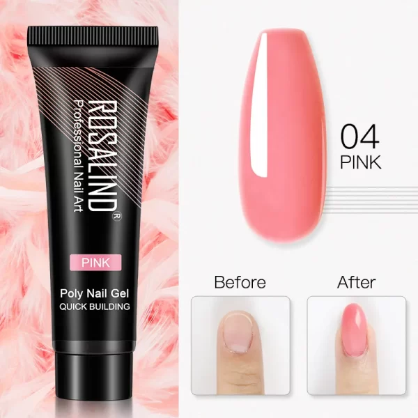 ROSALIND Colorful 15ml Poly Nail Gel Semi Permanent Acrylic Liquid Fast Extension Nail Gel Build Cured with UV/LED Lamp - Image 48
