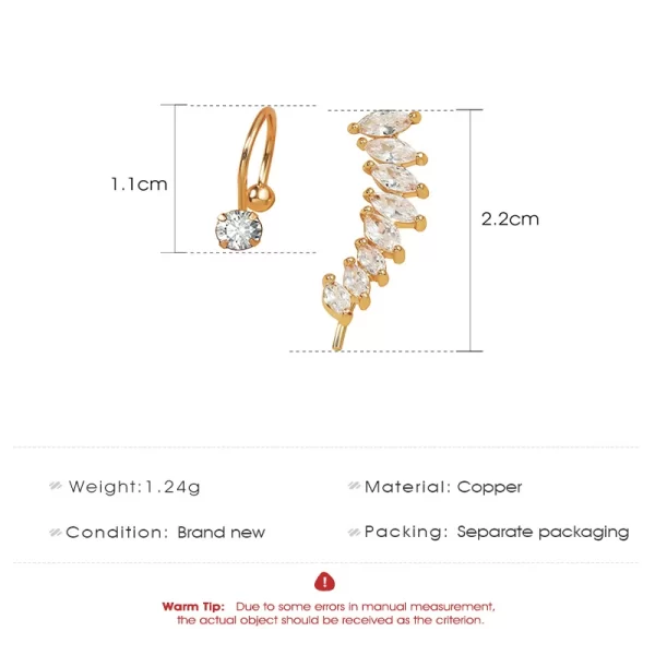 Cartilage Conch Fake Without Piercing Cuff Earring Earcuff Wrap Rock No Women Crystal Clip Ear Adjustable - Image 2