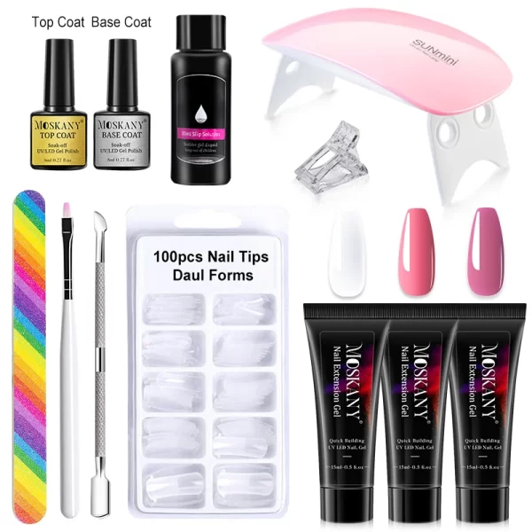 Poly Nail Gel Full Set With 6W LED Lamp Nail Set For Beginner Nail Tips Art 3D Design Decoration Extension Manicure Tools Kit - Image 13