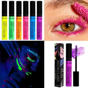 Fluorescence Mascara Waterproof No Blooming Fast Dry Colorful Neon Eyelashes Curling Yellow Blue Lengthens Eye Lashes Cosmetics