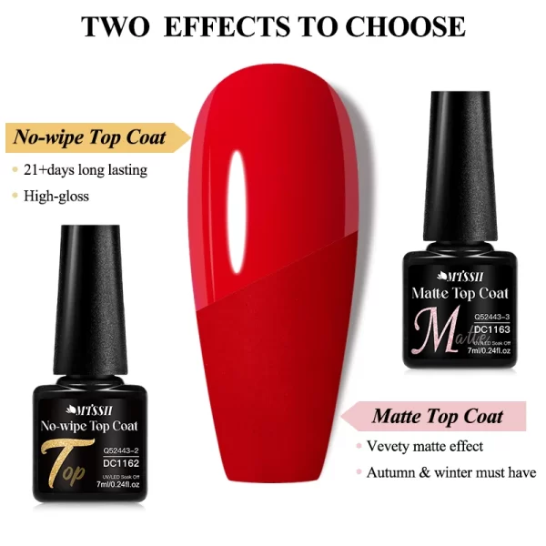 Mtssii 7ml No Wipe Top Base Coat Nail Gel polish Matte Top Coat  Enhancer Varnish Semi Permanent Soak Off UV LED Nail Art Tool - Image 5