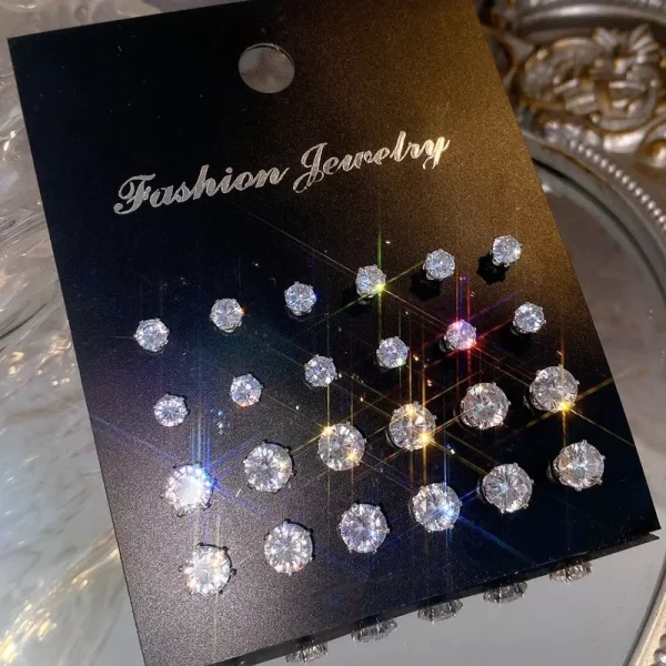 12 Pair/Lot White Shiny Wedding Stud Earrings Set For Women Men Crystal Jewelry Accessories Oorbellen Jewelry Earrings - Image 2