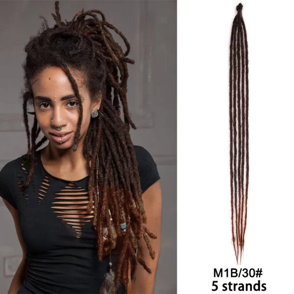 5strands Dreadlocks Hair Extensions Synthetic Faux Locs Crochet Hair Braids Hip-hop Knotless Hook Ombre Braiding African Tribe - Image 27