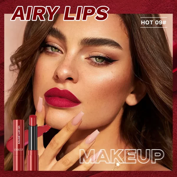 QIBEST Matte Lipstick Long Lasting Velvet Mist Lip Stain Non-Stick Cup Classic Highly Pigmented Sexy Red Lipstick New Makeup - Image 2
