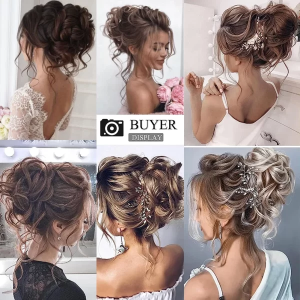 Messy Bun Synthetic Hair Piece Claw Clip Curly Wavy Hair Bun Tousled Updo Scrunchie Long Beard Chignon Ponytail for Daily Wear - Image 6