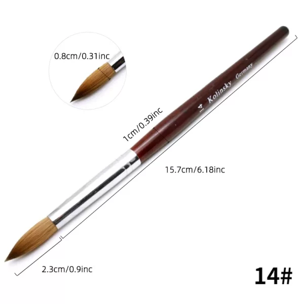 Kolinsky Hair Nail Brush Good Quality Nail Art Mink Brush Wood Handle Gel Nail Builder Manicure Brush Drawing Tools Size 8-24 - Image 13