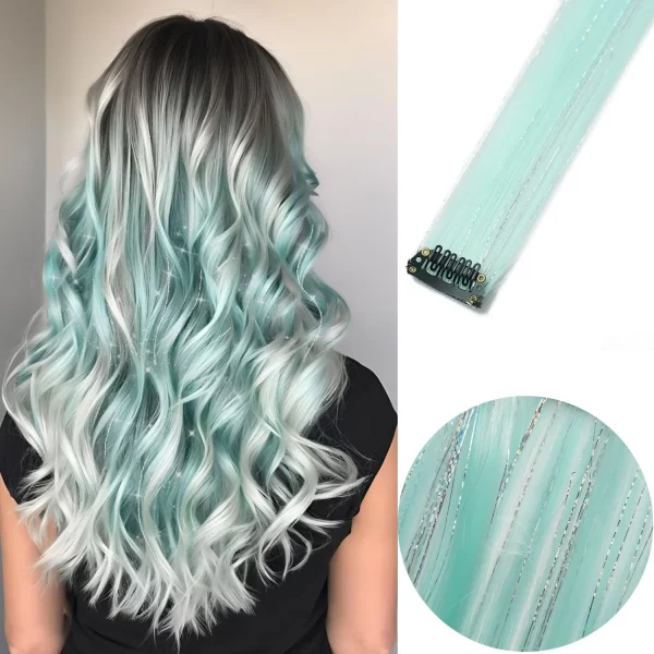 6pcs/pack Colored Party Highlights Clip in Hair Extensions for Girls 22 inches Multi-colors Straight Hair Synthetic Hairpieces - Image 22