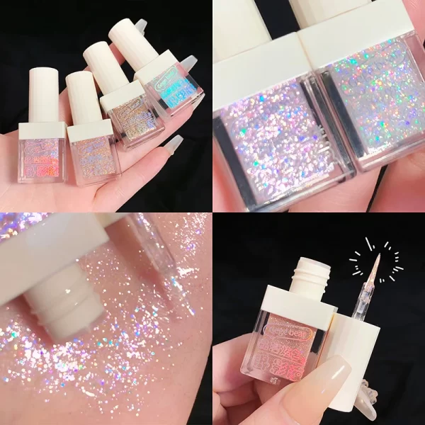 Crystal Liquid Eye Shadow Glitter Pink Blue Sequins Bright Eye Liner Pen Pearlescent Shiny Long Lasting Waterproof Eyes Makeup - Image 4