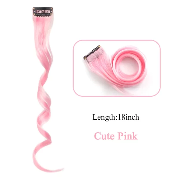 HUAYA Synthetic Long Curly Women Heat Resistant Clip In Hair Extension Hairpiece Gold Grey Purple Pink Red Colorful Extension - Image 13