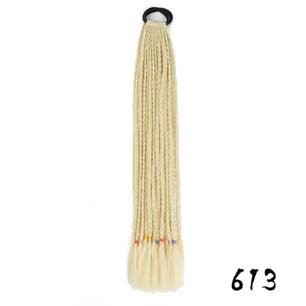 Synthetic Colored Braided Ponytail Hair Extension 60CM Elastic Rubber Band Braiding Ponytail Hair Extensions For Girls - Image 29