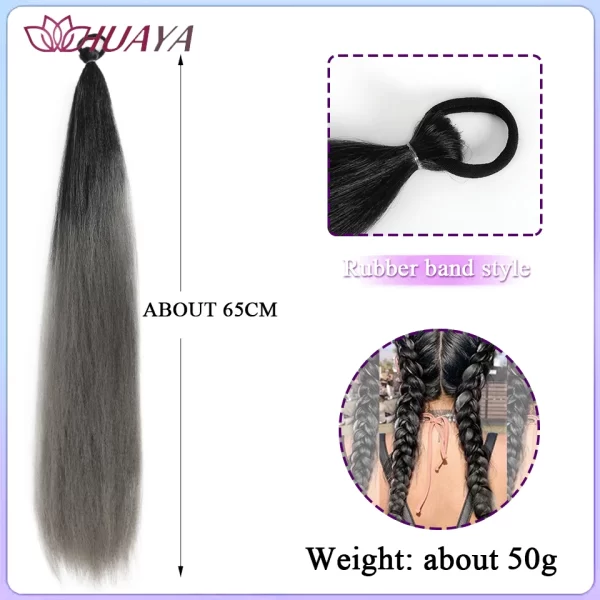 26inch Synthetic Ponytail Extensions With Rubber Band Ombre Braided Colorful Ponytail DIY Ponytail Hair Daily Party Wear Use - Image 20