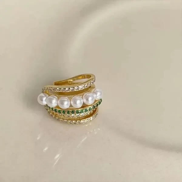 2pc Fashion Double Layer Pearl Clip Earrings for Women Korean Girls Luxury Zircon Ear Cuff Clip Without Pierced Ear Cuff Jewerly - Image 4