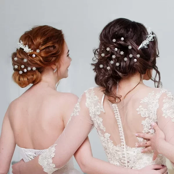 20pcs Pearl Rhinestone Wedding Hair Bridal Accessories Women Pearl Rhinestone U-shaped Pin Metal Barrette Clip Ornaments Jewelry
