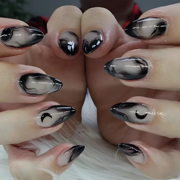 Red Spider Printed False Nails Halloween Nail Art Decor Press on Nails for Girl Gifts Short Round Cool y2k Style Fake Nail Tips - Image 24