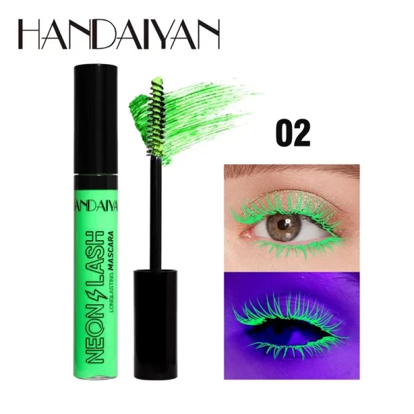 Fluorescence Mascara Waterproof No Blooming Fast Dry Colorful Neon Eyelashes Curling Yellow Blue Lengthens Eye Lashes Cosmetics - Image 7