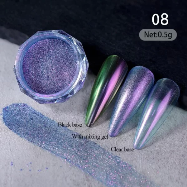 1jar Gradient Chrome Nail Powder Optical Neon Mirror Powder Metallic Mirror Effect Chameleon Pigment Glitter For DIY Manicure - Image 22