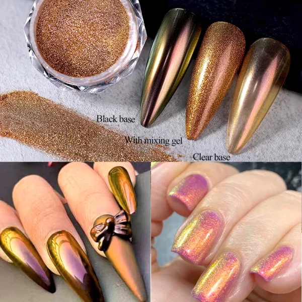 1jar Gradient Chrome Nail Powder Optical Neon Mirror Powder Metallic Mirror Effect Chameleon Pigment Glitter For DIY Manicure - Image 5