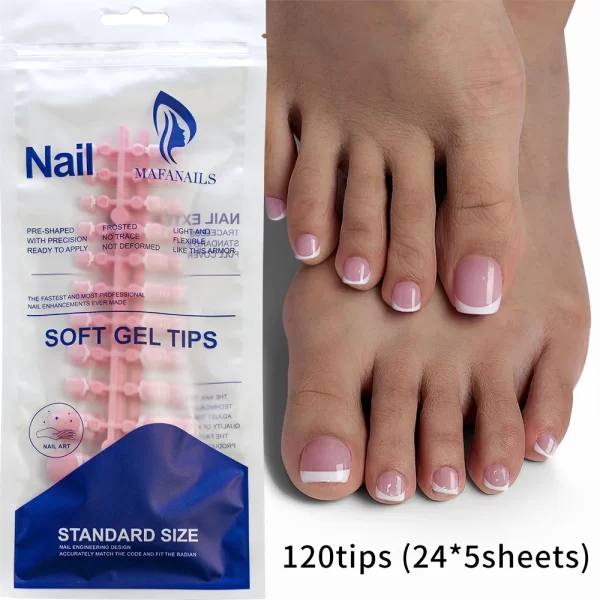 120pcs Gradient Short Ballet Press on Toenails Wearable Simple Nude Color False Toe Nails Full Cover Finished False Nail Tips *& - Image 9