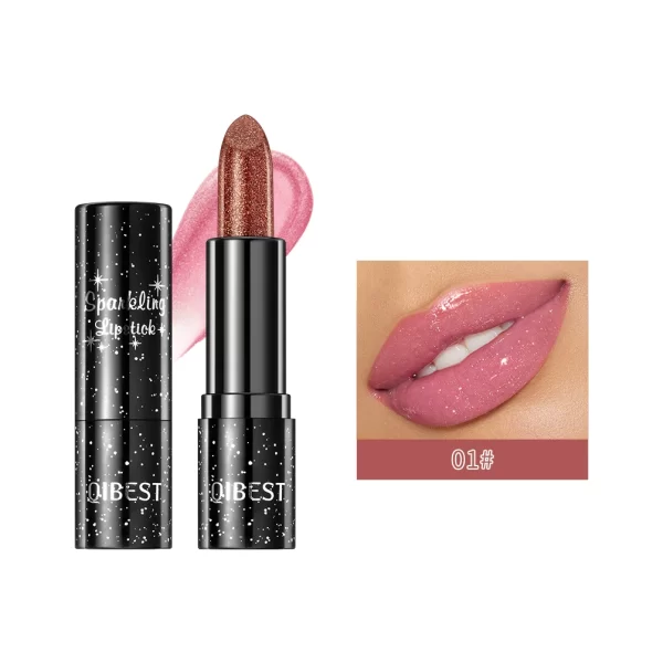 QIBEST Glitter Diamond Lipstick Moisturzing Color Changing Lipstick Pearlescent Shiny Temperature Lip Balm Lasting Lips Makeup - Image 7