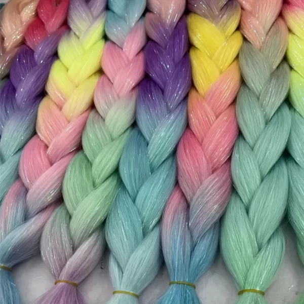Jumbo Braids Ombre Braiding Hair Add Tinsels Sparkly Braiding Hair Colorful Synthetic Braiding Hair for Women Girls Kids - Image 7
