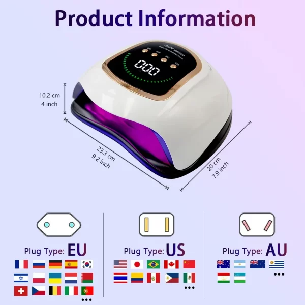 300W UV LED Nail Lamp for Nails Curing All Gel Polish with Large Screen  Professional Nail Equipment Manicure Drying Lamps - Image 6
