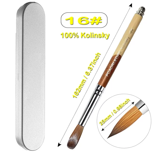 UsiDaer Kolinsky Nail Brush Acrylic with Red Round Wooden Handle and 100% Kolinsky Sable Hair for Crystal UV Gel Painting - Image 20