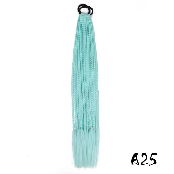 Synthetic Colored Braided Ponytail Hair Extension 60CM Elastic Rubber Band Braiding Ponytail Hair Extensions For Girls - Image 17