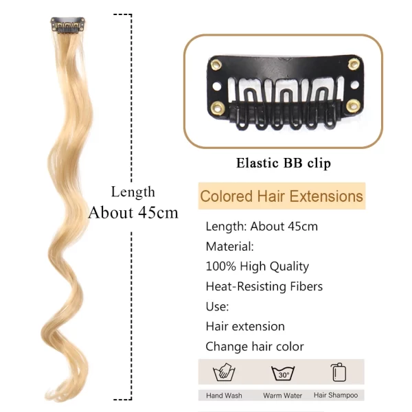HUAYA Synthetic Long Curly Women Heat Resistant Clip In Hair Extension Hairpiece Gold Grey Purple Pink Red Colorful Extension - Image 2