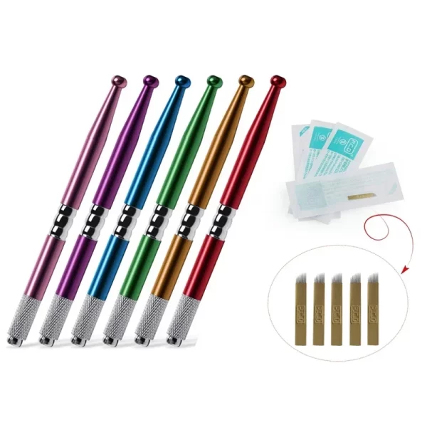 Manual Tattoo Pen Machine Permanent Makeup Eyebrow Hand Tool 3D Microblading Eyebrow Tattoo Tool Supply with 5p Tattoo Needle - Image 2