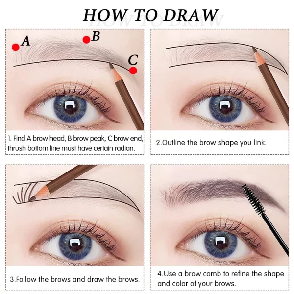 5pcs Eyebrow Pencil Permanent Makeup Eyebrow Enhancers Cosmetic Waterproof Microblading Pen Tint Eye Brow Pencil Marker Tools - Image 3