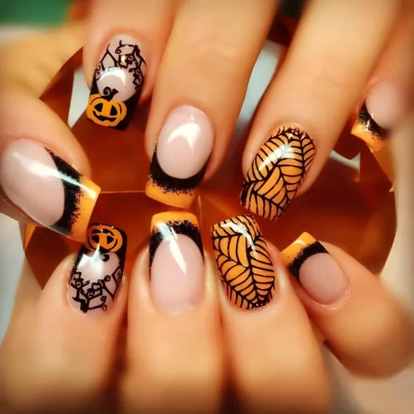 Red Spider Printed False Nails Halloween Nail Art Decor Press on Nails for Girl Gifts Short Round Cool y2k Style Fake Nail Tips - Image 29