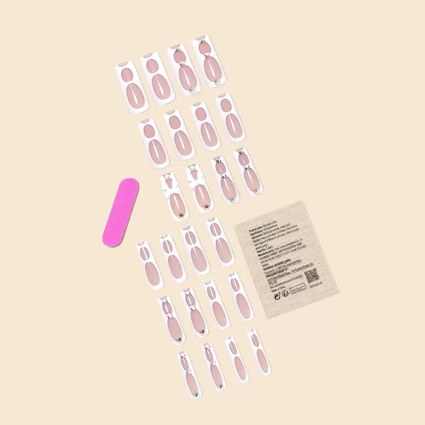 24Pcs/Set Super Long Square French Ballet Geometry AB Diamond Bow Decoration Full Coverage Wearable Fake Nail Press on Nail Art - Image 5