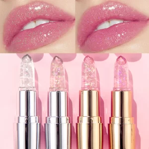 Sparkling Sequins Color Changing Lipstick Jelly Balm Moisturizing Glitter Pearl Lip Balm Long Lasting Transparent Lipstick Gel