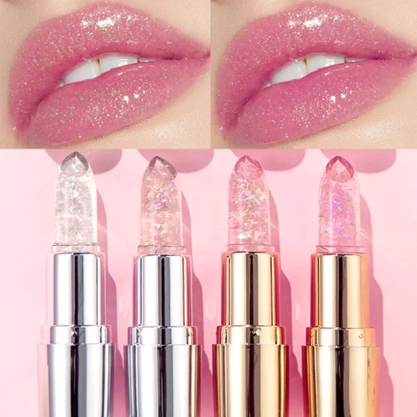 Sparkling Sequins Color Changing Lipstick Jelly Balm Moisturizing Glitter Pearl Lip Balm Long Lasting Transparent Lipstick Gel