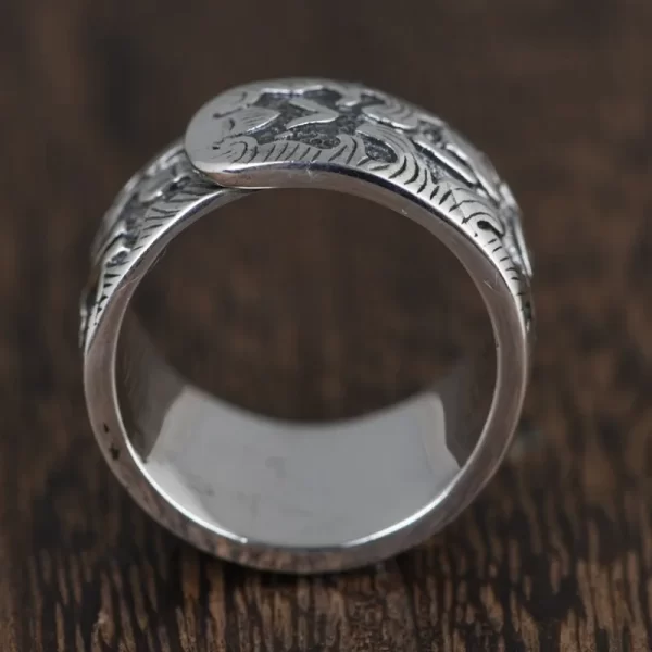 BOCAI S925 Sterling Silver Rings for Women Men New Fashion Retro Six Syllable Mantra Wide Adjustable Argentum Jewelry - Image 5