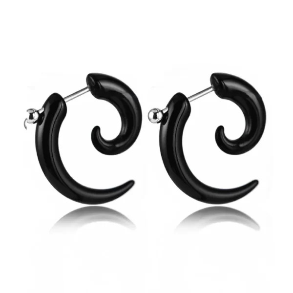 WKOUD Pair Black Acrylic Fake Cheater Twist Spiral Ear Taper Gauges Expanders Earring Tunnel Plugs Piercing Body Jewelry - Image 2