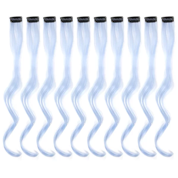 Clip in Hair Extensions,10Pcs/Pack Colored Curly Wave Hair Extensions Party Highlights Long Curly Synthetic Hairpieces for Women - Image 11