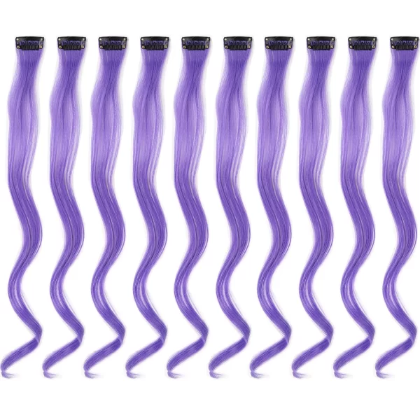 Clip in Hair Extensions,10Pcs/Pack Colored Curly Wave Hair Extensions Party Highlights Long Curly Synthetic Hairpieces for Women - Image 17