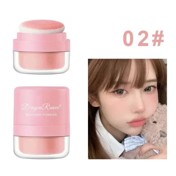 Cheek Tint Blusher Powder Lasting Natural Mineral Loose Powder Multi-purpose Peach Pink Rouge Pigments with Sponge Cosmetic Tool