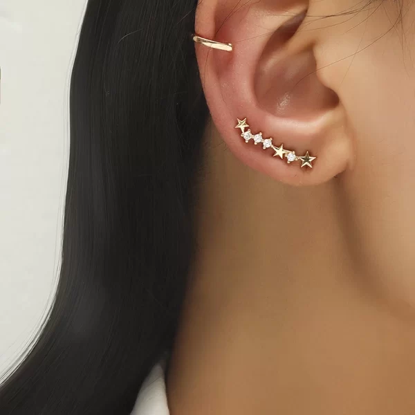 Cartilage Conch Fake Without Piercing Cuff Earring Earcuff Wrap Rock No Women Crystal Clip Ear Adjustable - Image 7