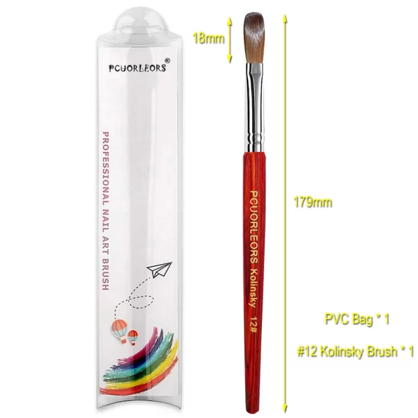UsiDaer Kolinsky Nail Brush Acrylic with Red Round Wooden Handle and 100% Kolinsky Sable Hair for Crystal UV Gel Painting - Image 17