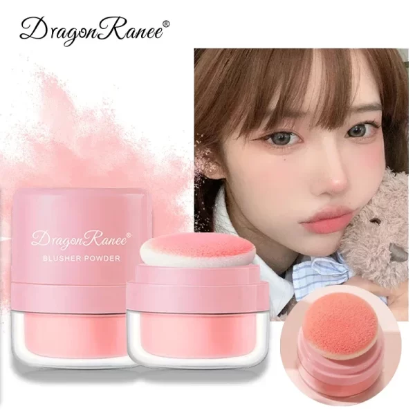 Cheek Tint Blusher Powder Lasting Natural Mineral Loose Powder Multi-purpose Peach Pink Rouge Pigments with Sponge Cosmetic Tool - Image 2