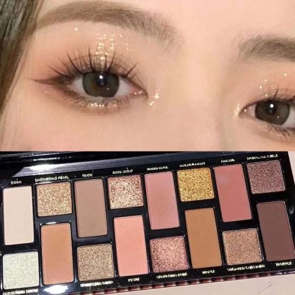 Glitter 16 Color Eyeshadow Palette Makeup Long-lasting Matte Eye Shadow Palettes Brighten Eye Cosmetics Women Beauty Earth Color - Image 6