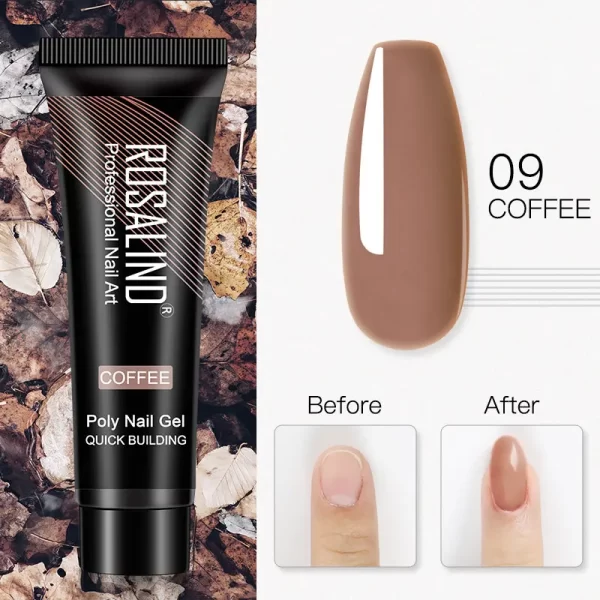 ROSALIND Colorful 15ml Poly Nail Gel Semi Permanent Acrylic Liquid Fast Extension Nail Gel Build Cured with UV/LED Lamp - Image 51