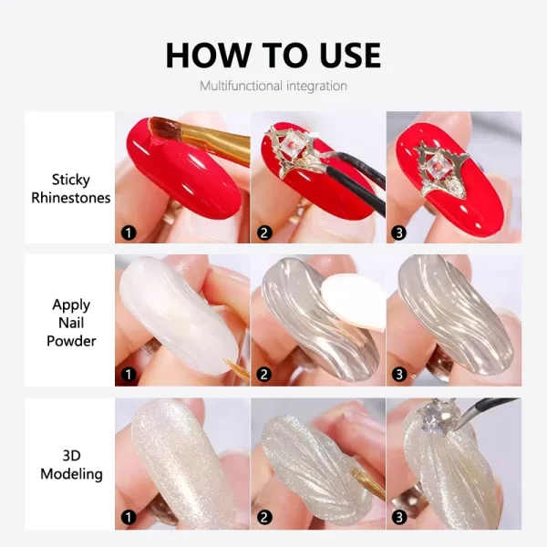 CHUNSHU Super Strong Sticky Nail Glue Gel For Rhinestones Nail Art Decorations 15G No Wipe DIY Gem Adhesive Functional UV Gel - Image 5