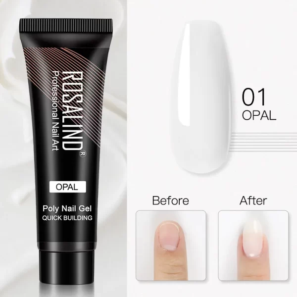 ROSALIND Colorful 15ml Poly Nail Gel Semi Permanent Acrylic Liquid Fast Extension Nail Gel Build Cured with UV/LED Lamp - Image 44