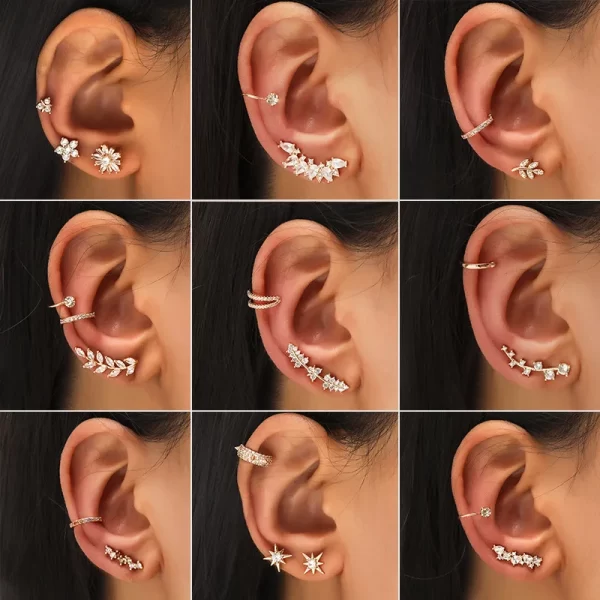 Cartilage Conch Fake Without Piercing Cuff Earring Earcuff Wrap Rock No Women Crystal Clip Ear Adjustable