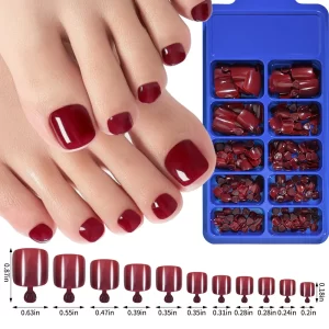 100Pcs/Box Short Square Fake Toenails Solid Color Acrylic Foot Nail Art Tip Press On Full-Cover Toenails Toe Extension Tools