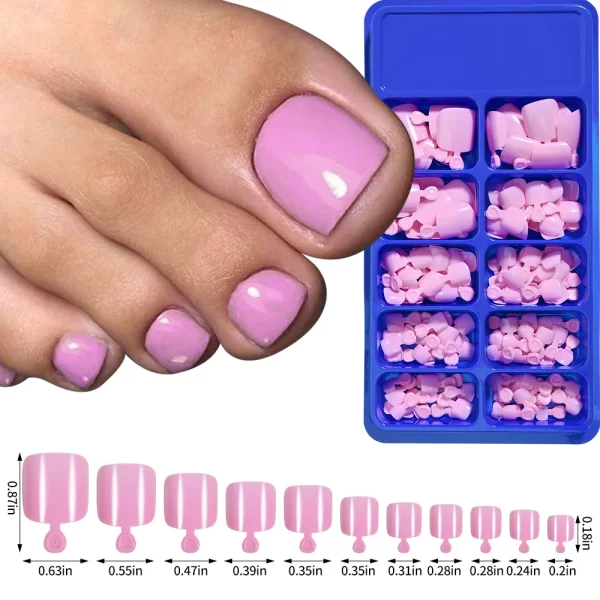 100Pcs/Box Short Square Fake Toenails Solid Color Acrylic Foot Nail Art Tip Press On Full-Cover Toenails Toe Extension Tools - Image 11